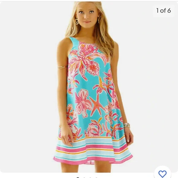 Lilly Pulitzer Sea Blue Swing Trapeze Dress Sz S - Picture 8 of 11